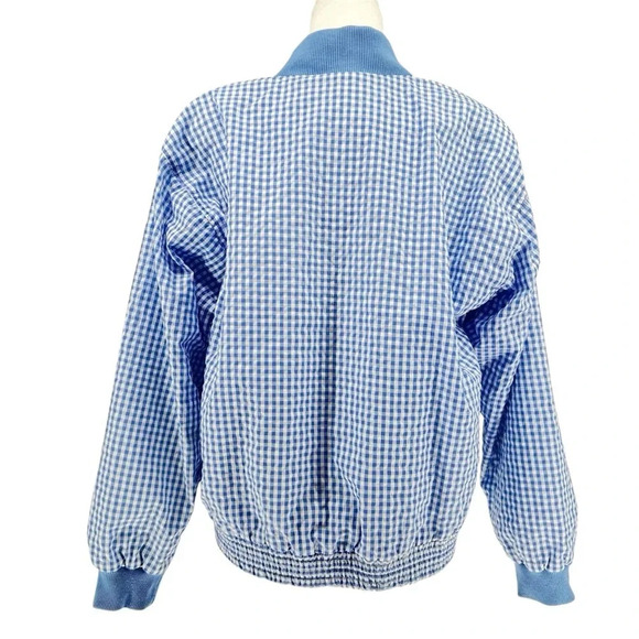 Vintage 90s Gingham bomber windbreaker jacket - Picture 2 of 8